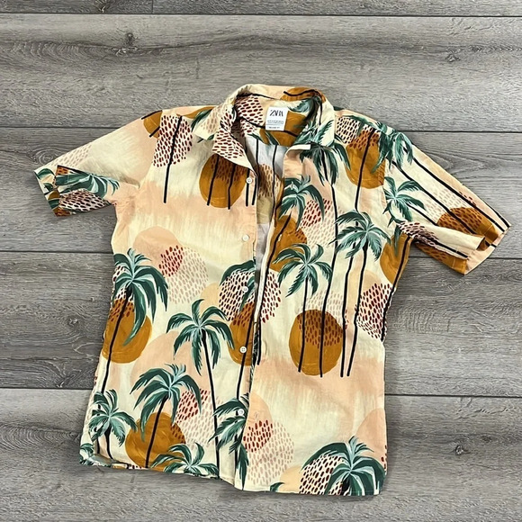 Zara men’s palm tree sunset shirt - Picture 3 of 4